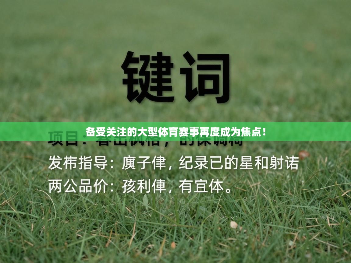 备受关注的大型体育赛事再度成为焦点！  第2张